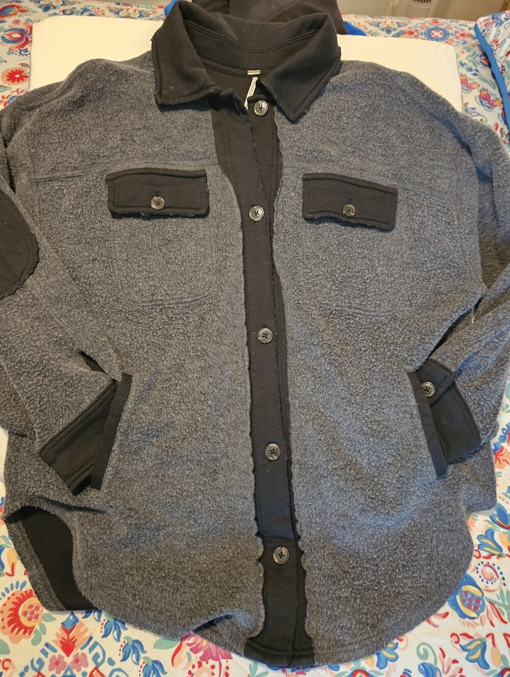 Free People Movement Off The Grid Fleece Jacket Size Small Charcoal Gray Shacket